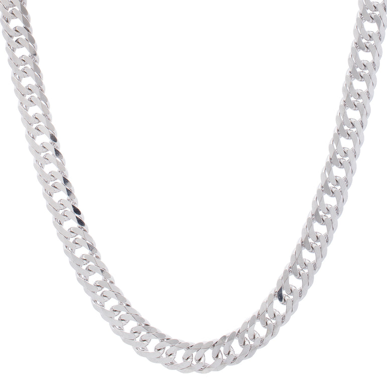 Silver 9.3mm Miami Cuban Chain-White | Lobster