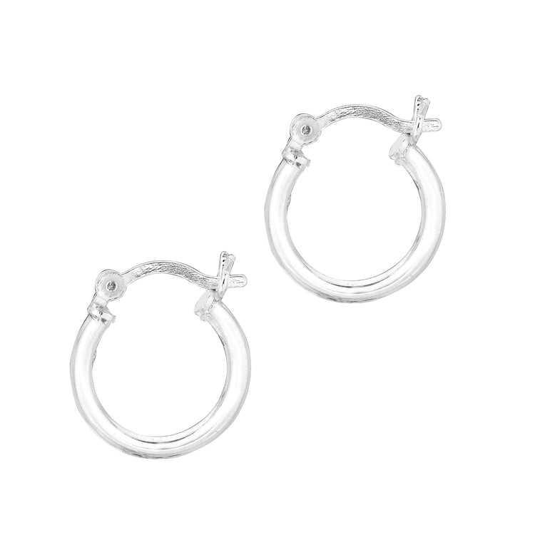Silver 2x10mm Hoop Earring-White | Hinged
