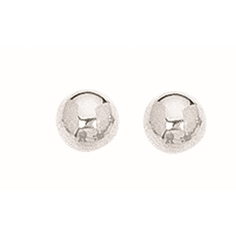Silver 6MM Ball Earring-White | Push Back