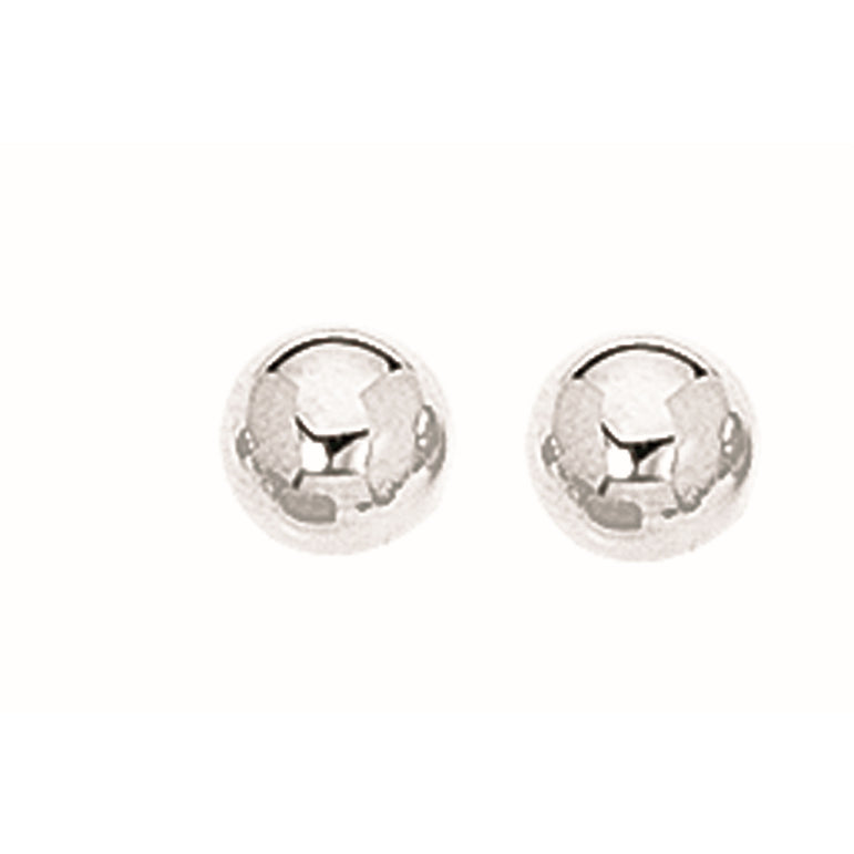 Silver 7MM Ball Earring-White | Push Back