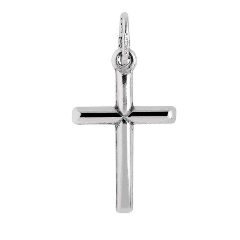 Silver Small Tube Cross-White