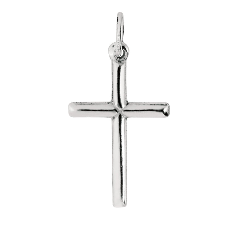 Silver Medium Tube Cross-White