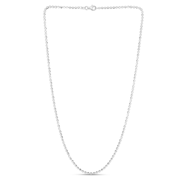 Sterling Silver 2.5mm Moon-cut Bead Chain-White | Lobster