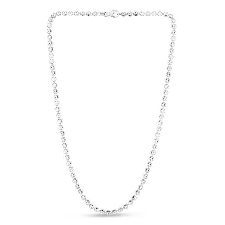 Sterling Silver 4mm Moon-cut Bead Chain-White | Lobster
