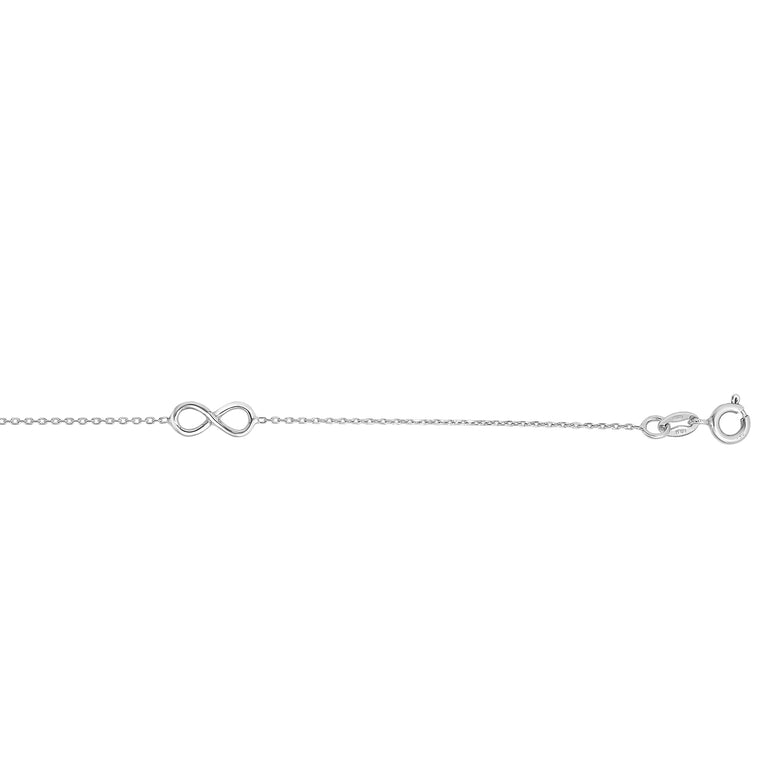 Silver Infinity Station Anklet-White | Lobster