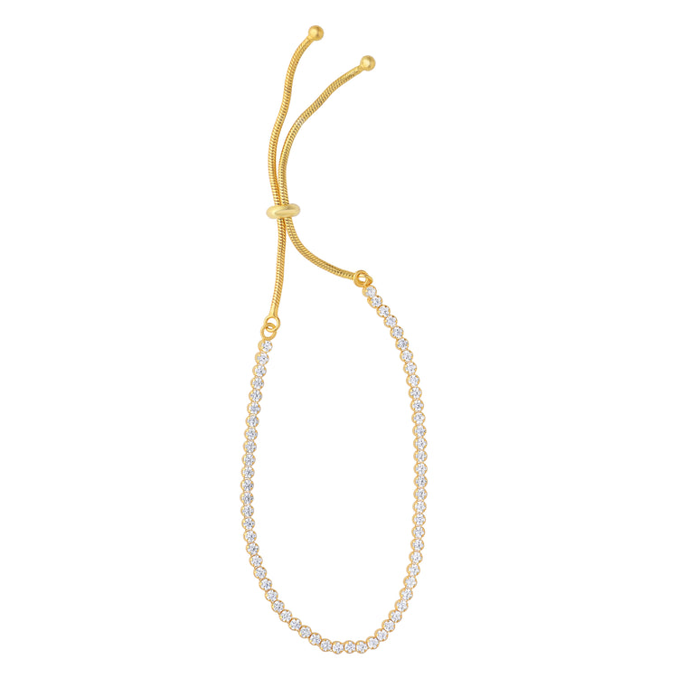 Sterling Silver Yellow CZ Tennis Friendship Bracelet-Yellow | Draw String