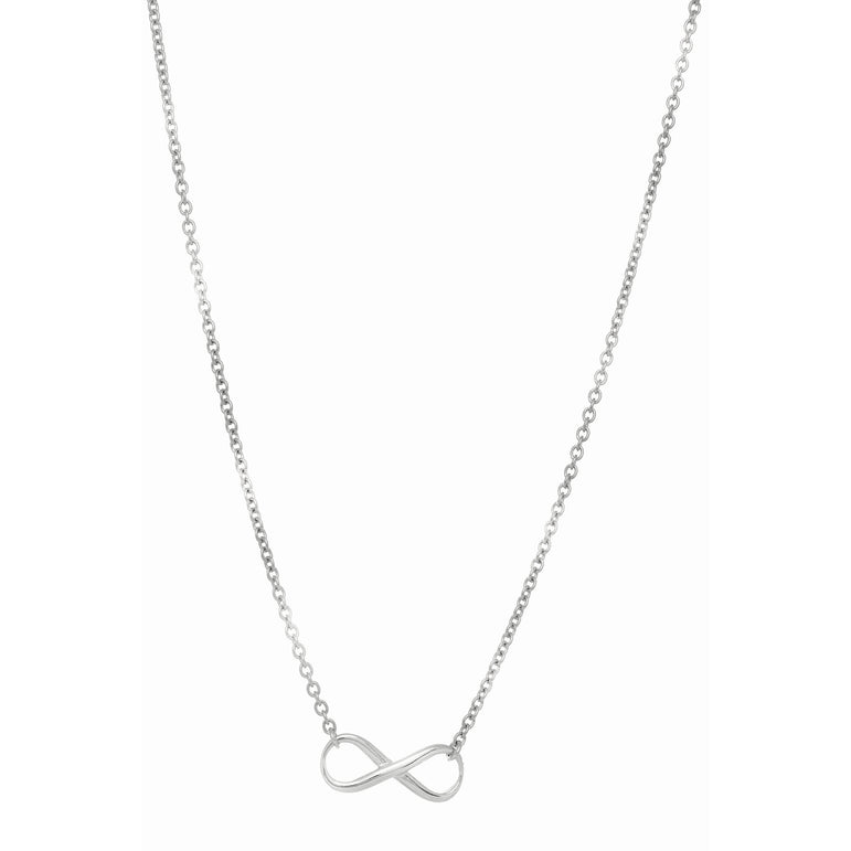Silver Infinity Necklace-White | Lobster