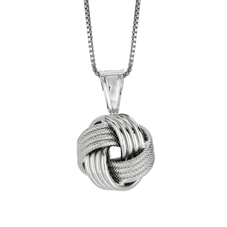 Silver Multirow Love Knot Necklace-White | Lobster
