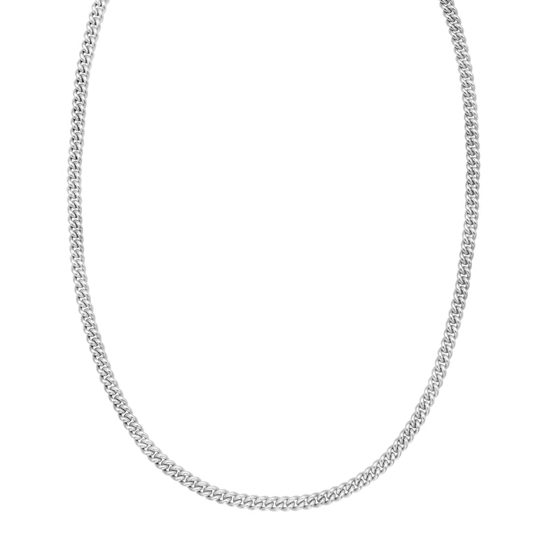 Silver 4.1mm Vintage Miami Cuban Chain-White | Lobster