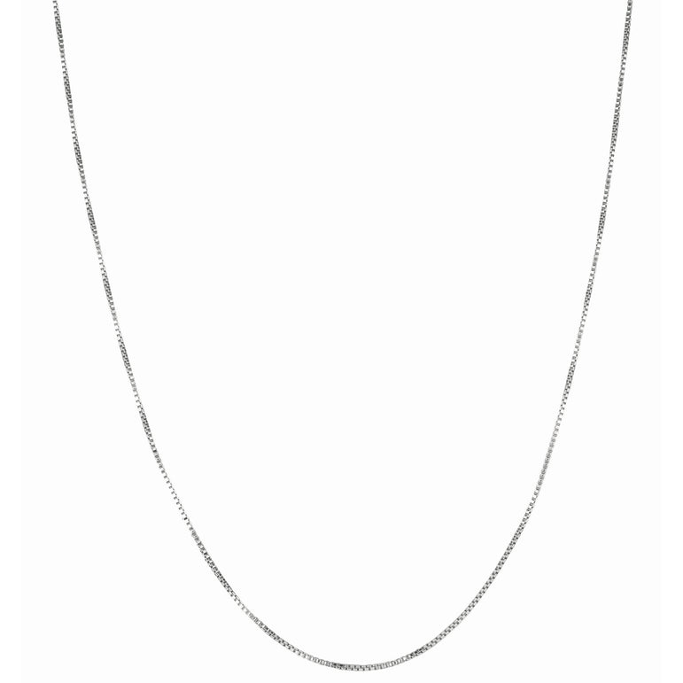 Silver 1.1mm Classic Box Chain -White | Lobster