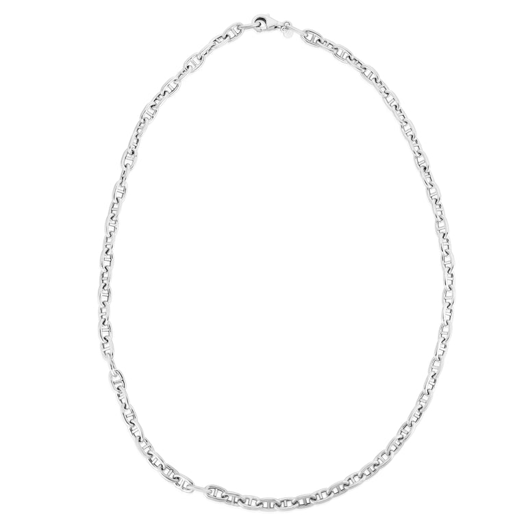 Silver 5.9mm Puffed Mariner Chain-White | Lobster