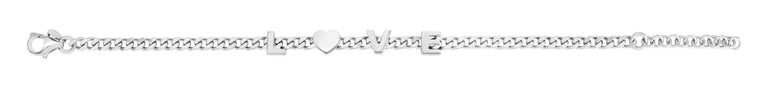 Silver Love Chain Bracelet-White | Lobster