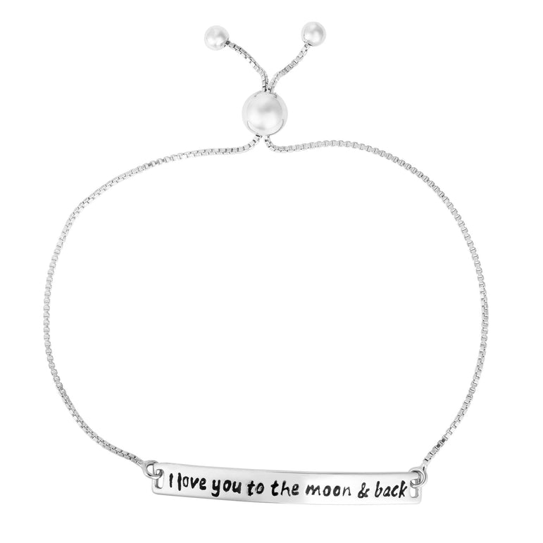 Sterling Silver Bar Friendship Bracelet-White | Draw String