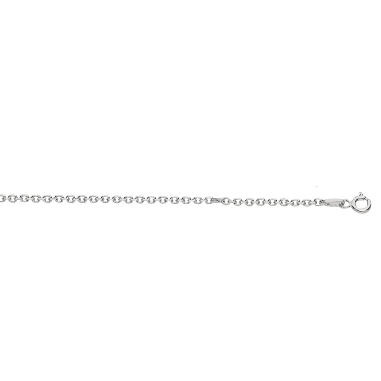 Silver 2.2mm Diamond Cut Cable Chain-White | Lobster