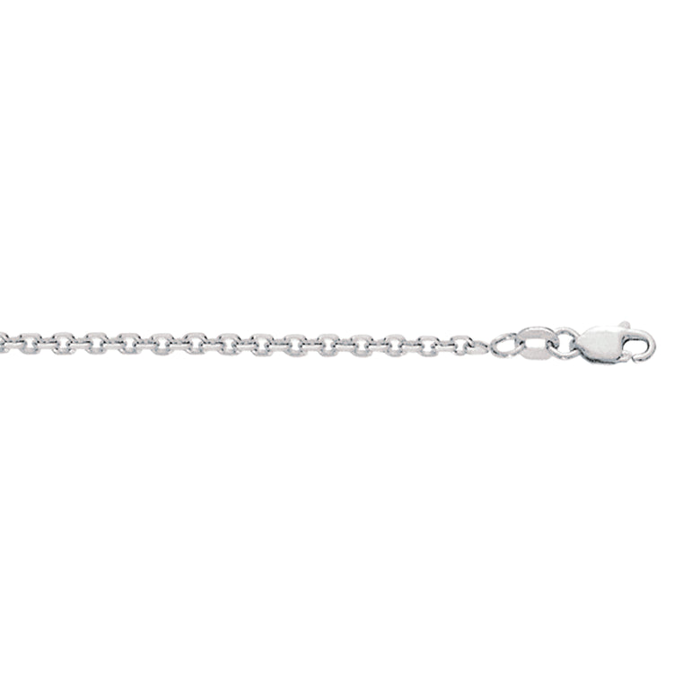 Silver 2.75mm Diamond Cut Cable Chain -White | Lobster