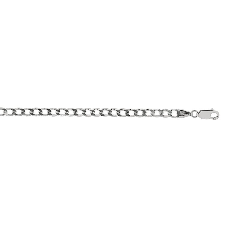 Silver 3.7mm Comfort Curb Chain -White | Lobster