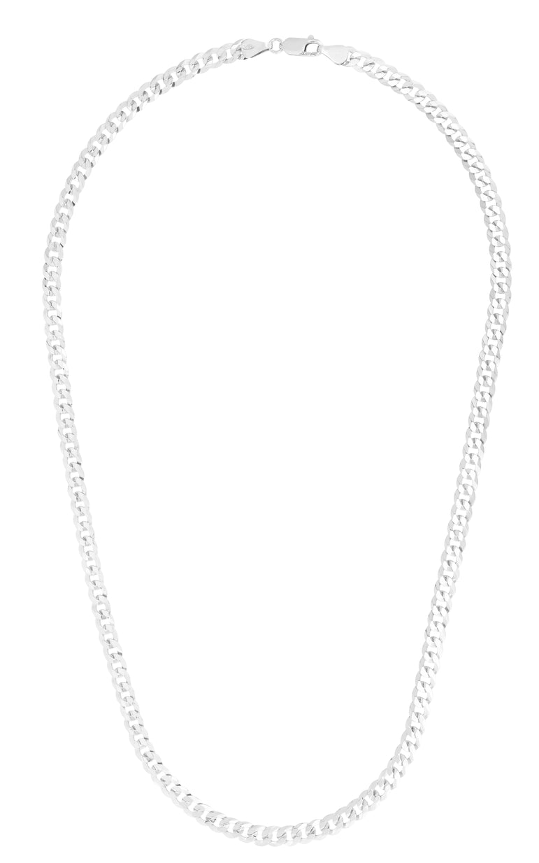Silver 5.5mm Comfort Curb Chain -White | Lobster