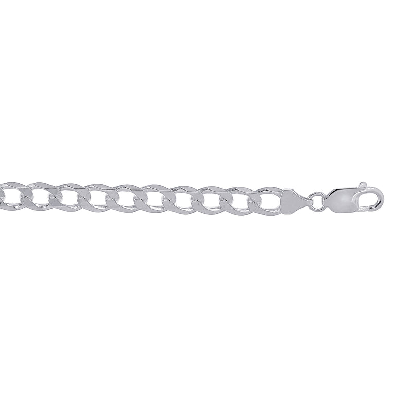 Silver 7.8mm Comfort Curb Chain -White | Lobster