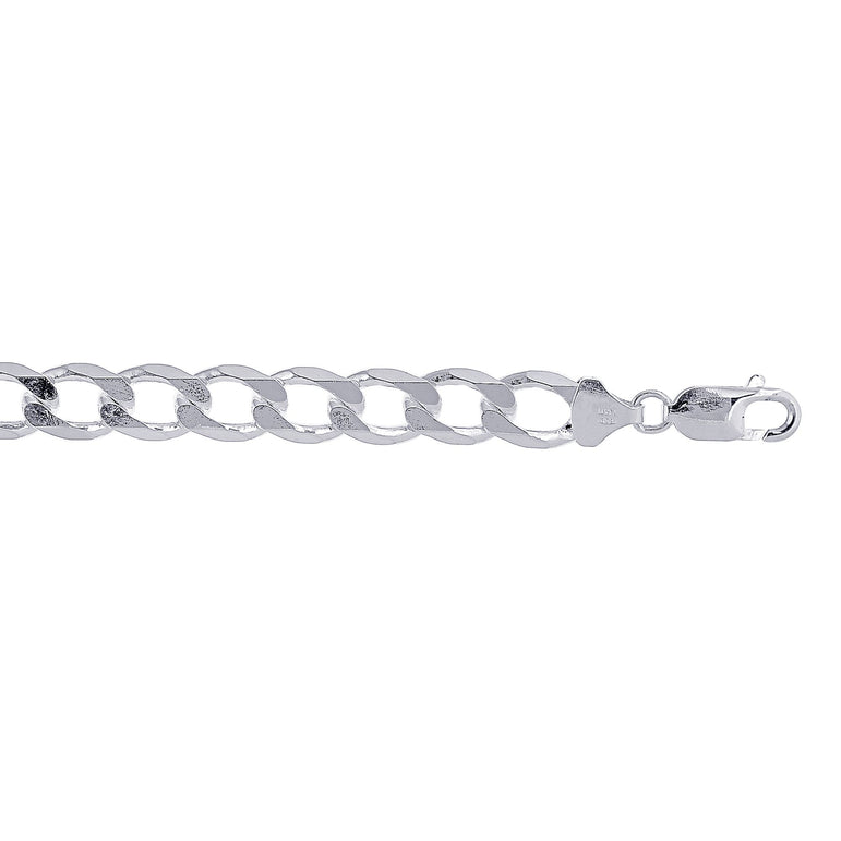 Silver 9.5mm Comfort Curb Chain -White | Lobster