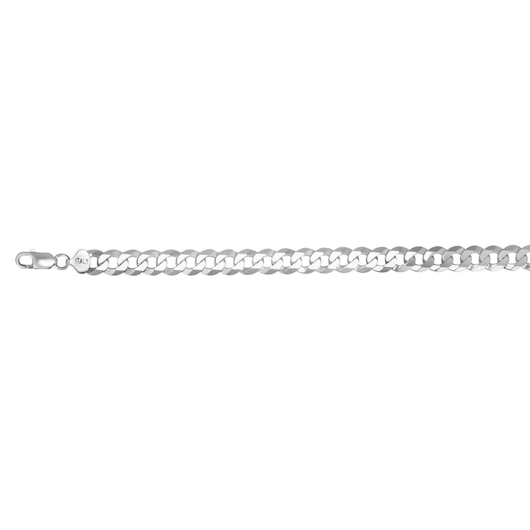 Silver 10.2mm Comfort Curb Chain-White | Lobster