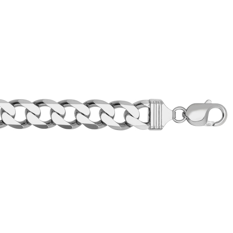 Silver 11.6mm Comfort Curb Chain -White | Lobster