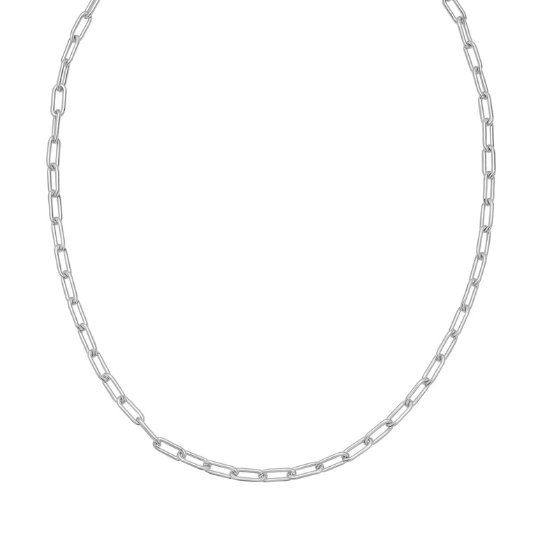 Silver 5.2mm Round Link Paperclip Chain-White | Lobster