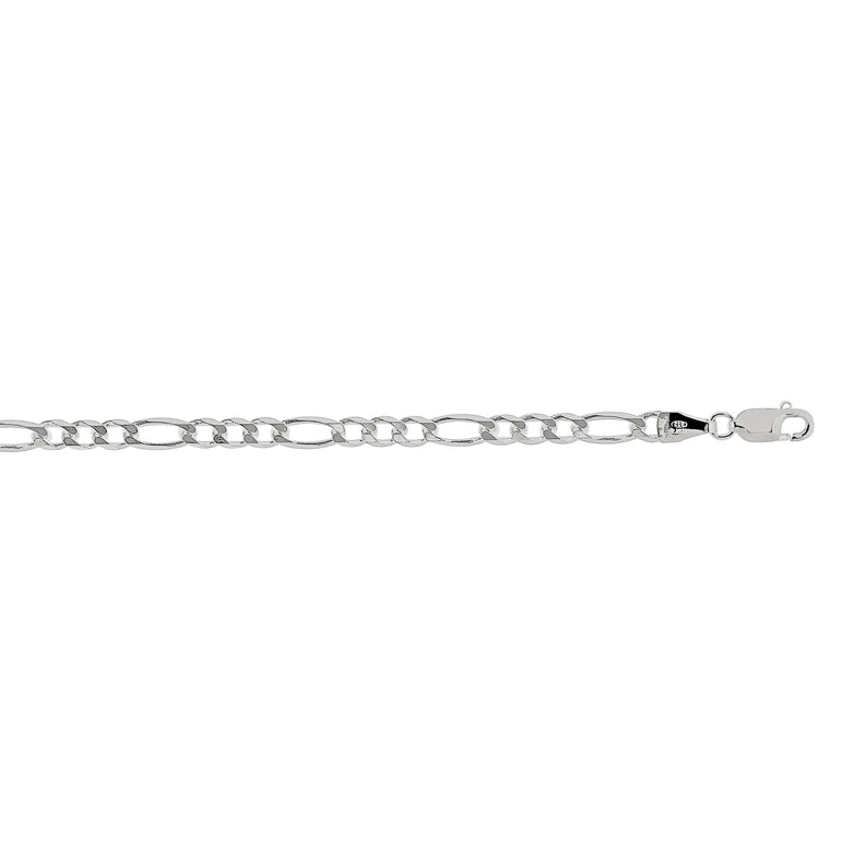 Silver 3.7mm Figaro Chain -White | Lobster