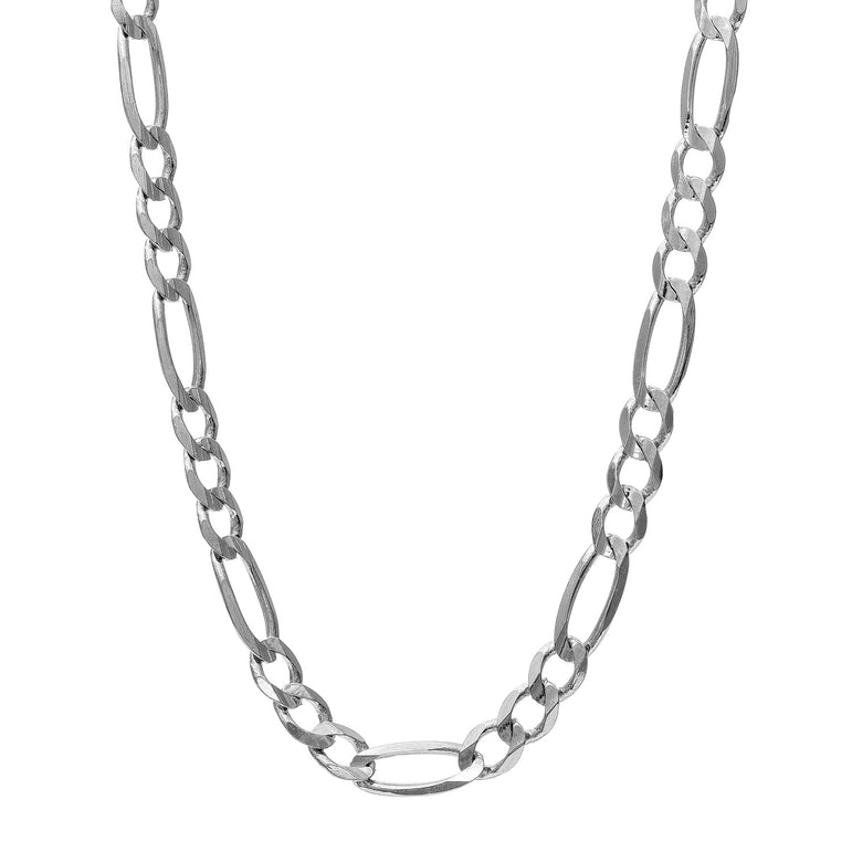 Silver 4.4mm Figaro Chain -White | Lobster