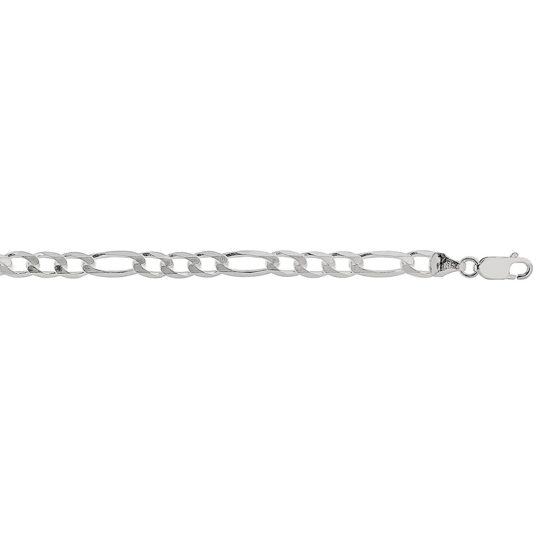 Silver 5.5mm Figaro Chain -White | Lobster