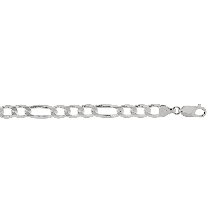 Silver 7mm Figaro Chain -White | Lobster