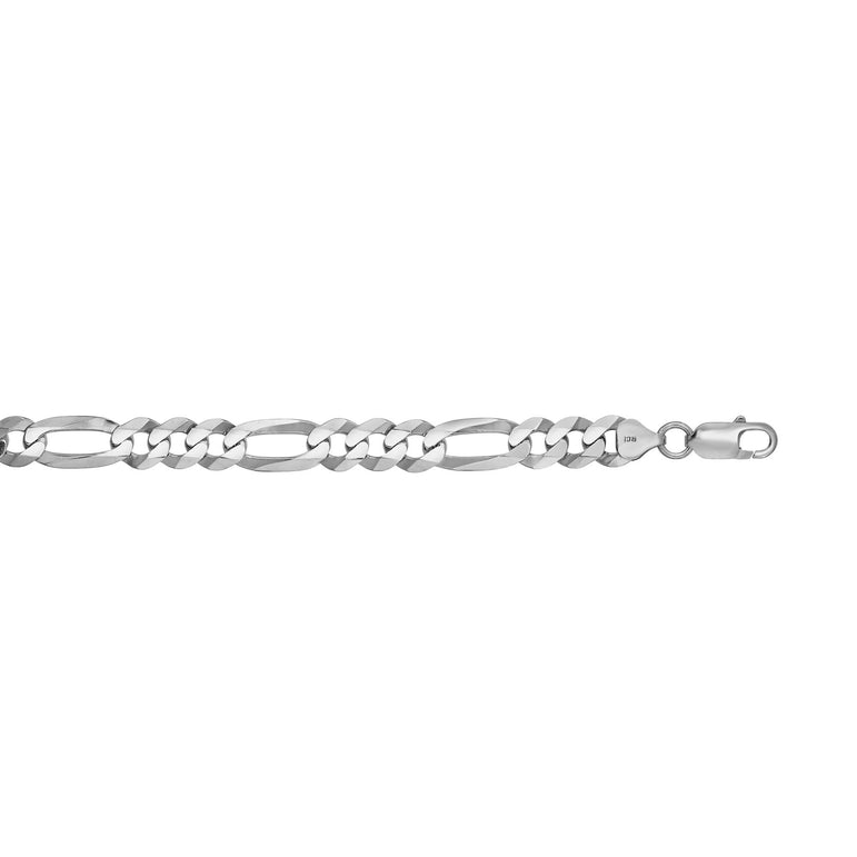 Silver 8.8mm Figaro Chain-White | Lobster
