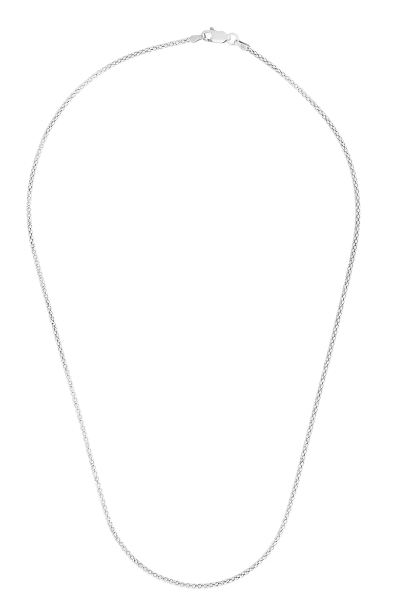 Silver 1.8mm Popcorn Chain -White | Lobster