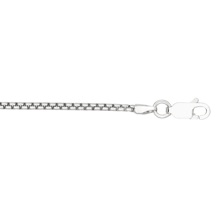 Silver 1.8mm Round Box Chain-White | Lobster