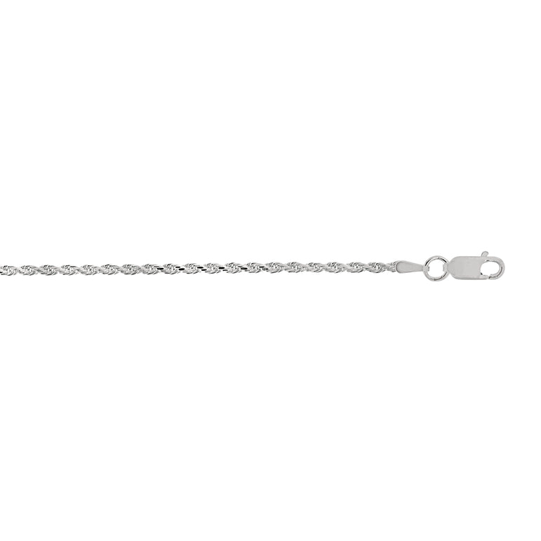 Silver 1.8mm Rope Chain -White | Lobster