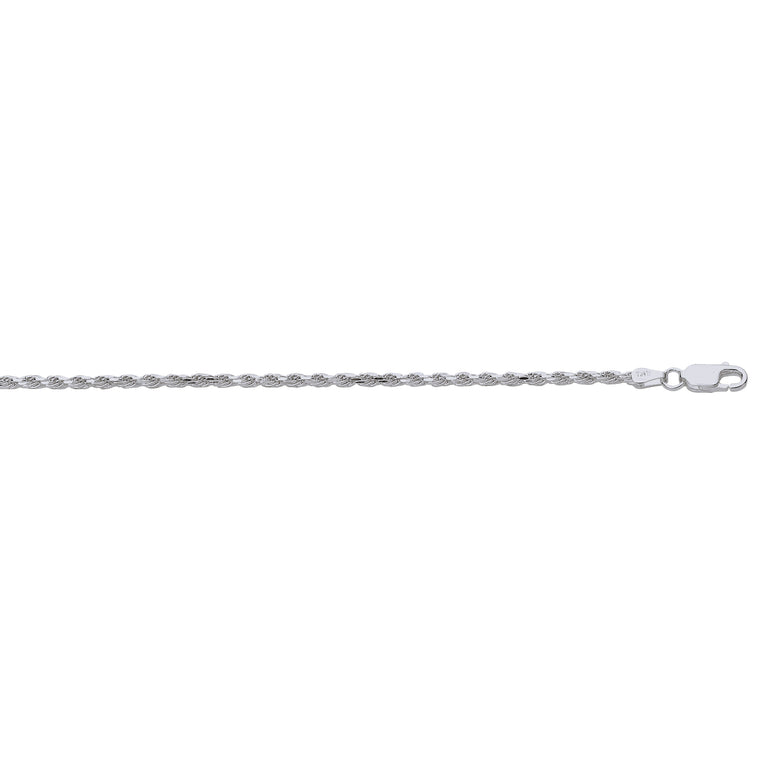 Silver 2.2mm Rope Chain -White | Lobster