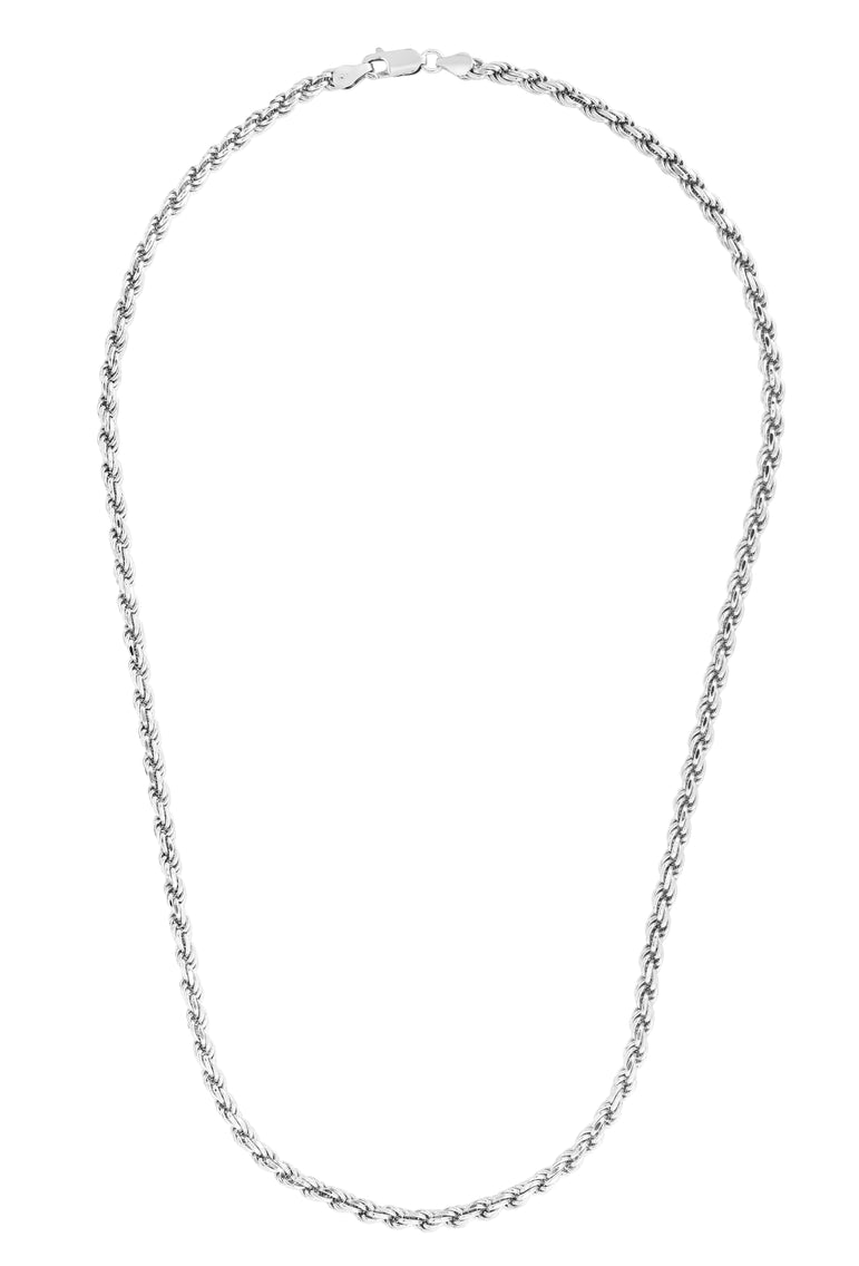 Silver 5mm Rope Chain -White | Lobster