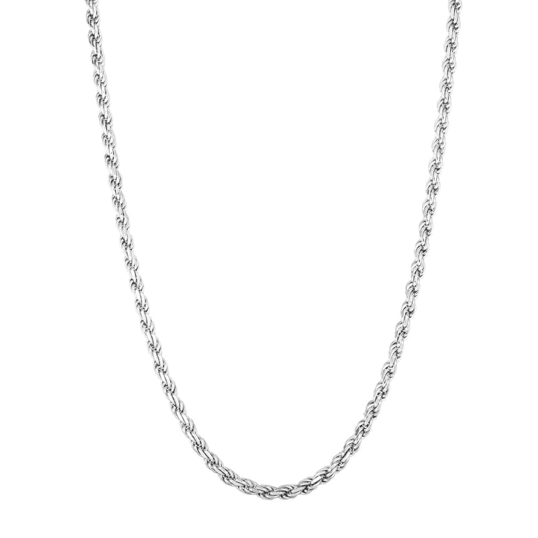 Silver 6mm Rope Chain -White | Lobster