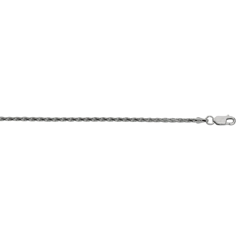 Silver 2.2mm Diamond Cut Wheat Chain -White | Lobster