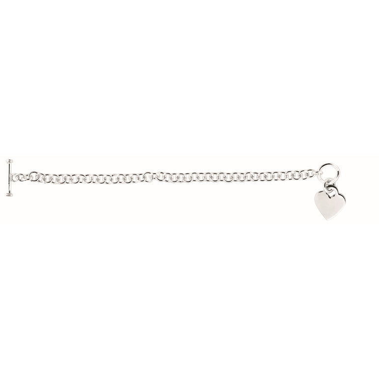 Silver Small Heart Toggle-White | Toggle