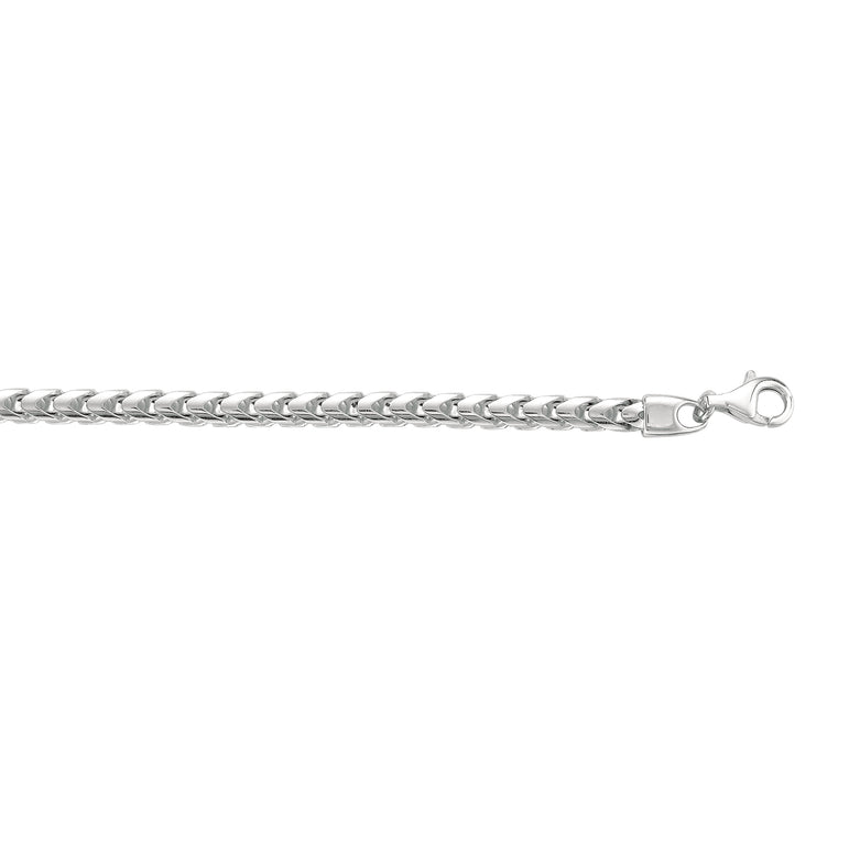 Silver 4.80mm Square Franco Chain -White | Lobster