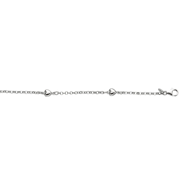 Silver Heart Station Anklet-White | Lobster