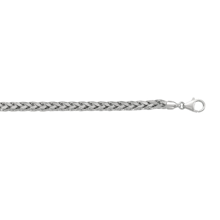 Silver 5.0mm Semi-Solid Wheat Chain -White | Lobster