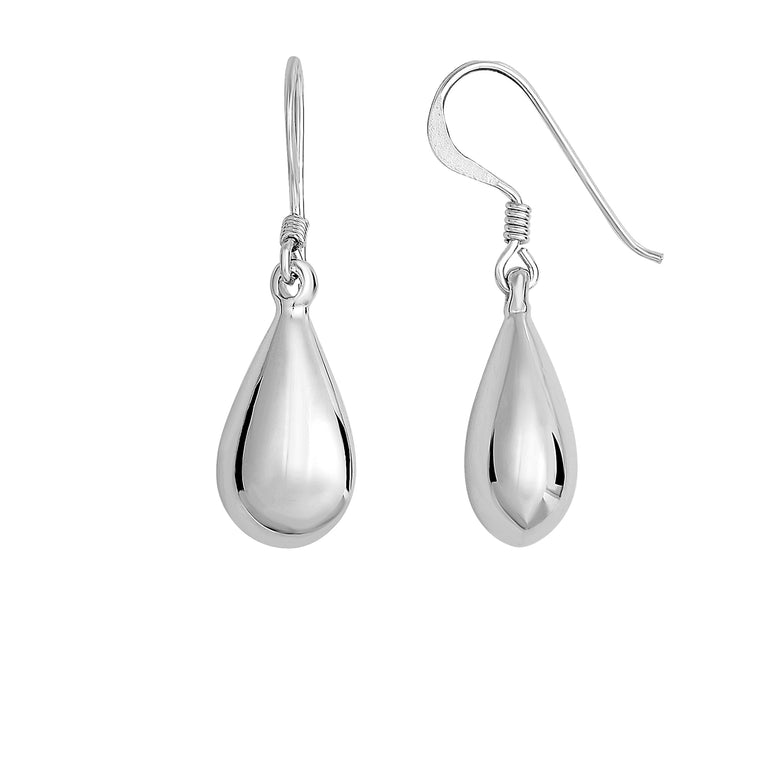 Silver Mini Puff Teardrop Earring-White | Hook