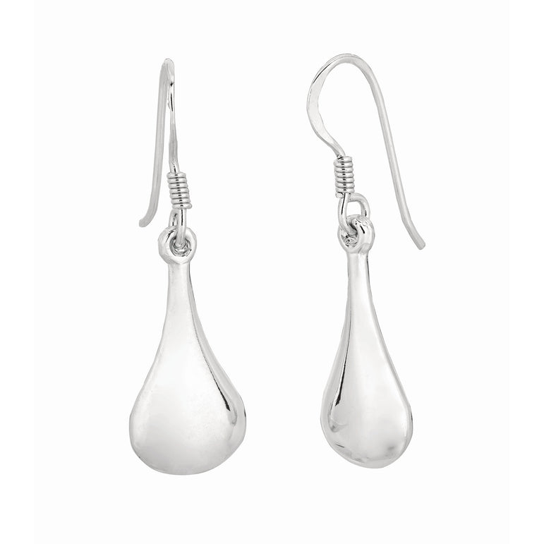 Silver Puff Bell Earring-White | Hook