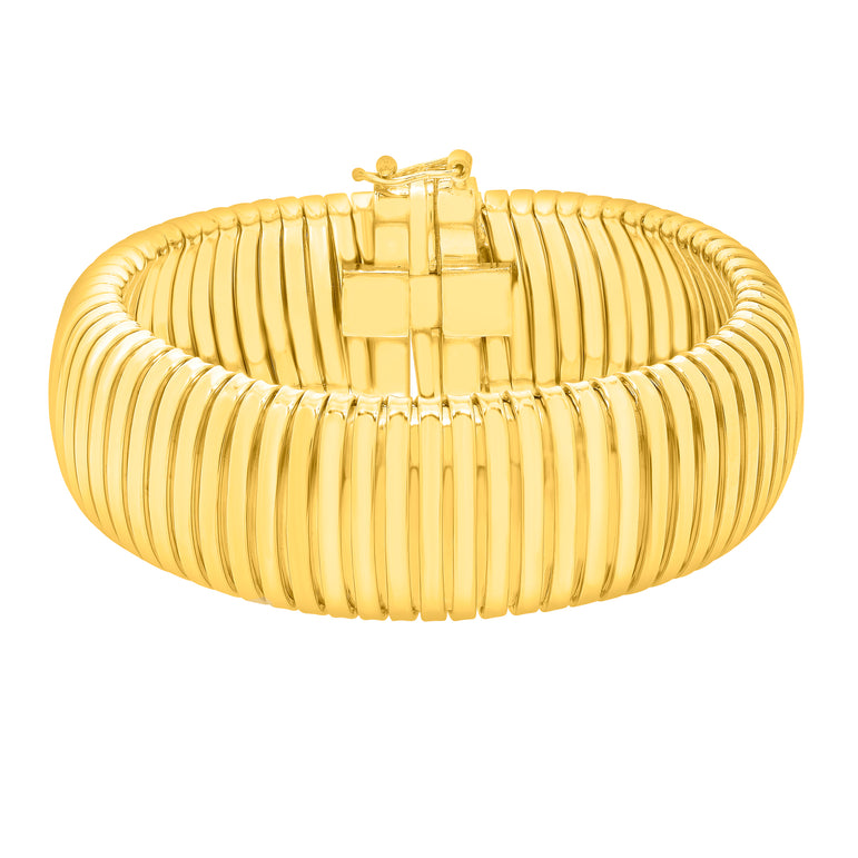 Gold Over Silver Tubogas 7.5" 18mm Bracelet-Yellow | Box
