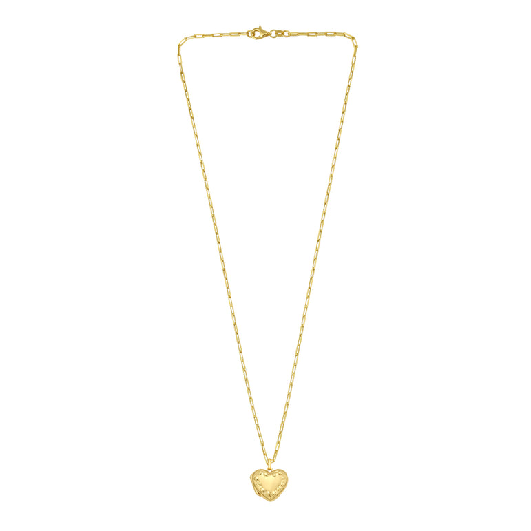 Gold Over Silver Heart Locket Necklace-Yellow | Lobster