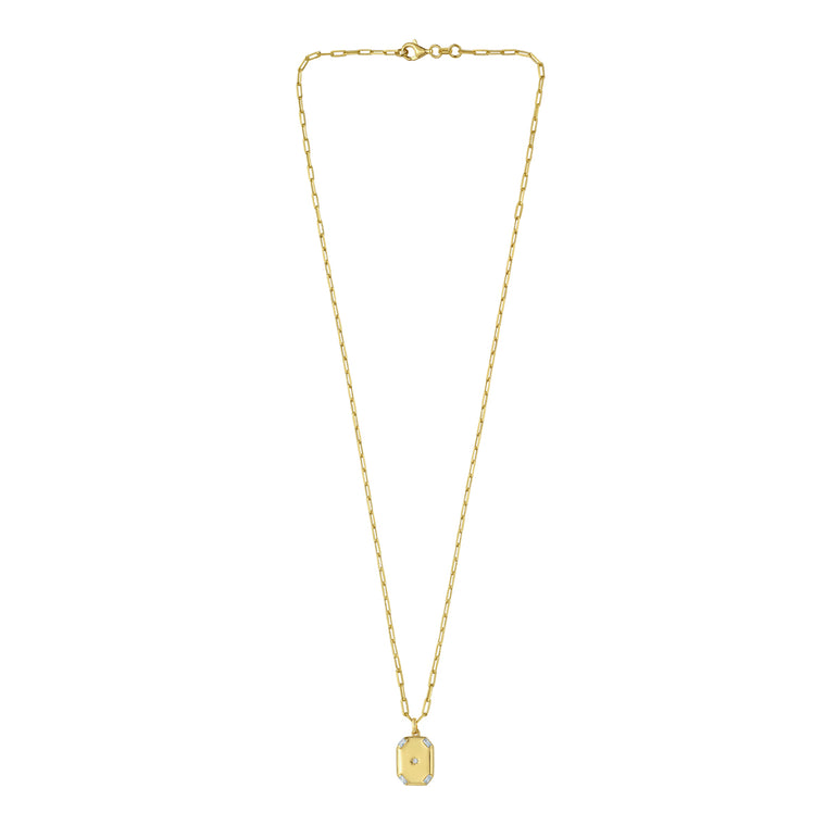 Gold Over Silver Octagonal Star Locket Necklace-Yellow | Lobster