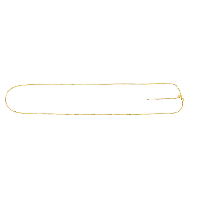 14K Gold .95mm Endless Adjustable Concave Box Chain -Yellow | Draw String