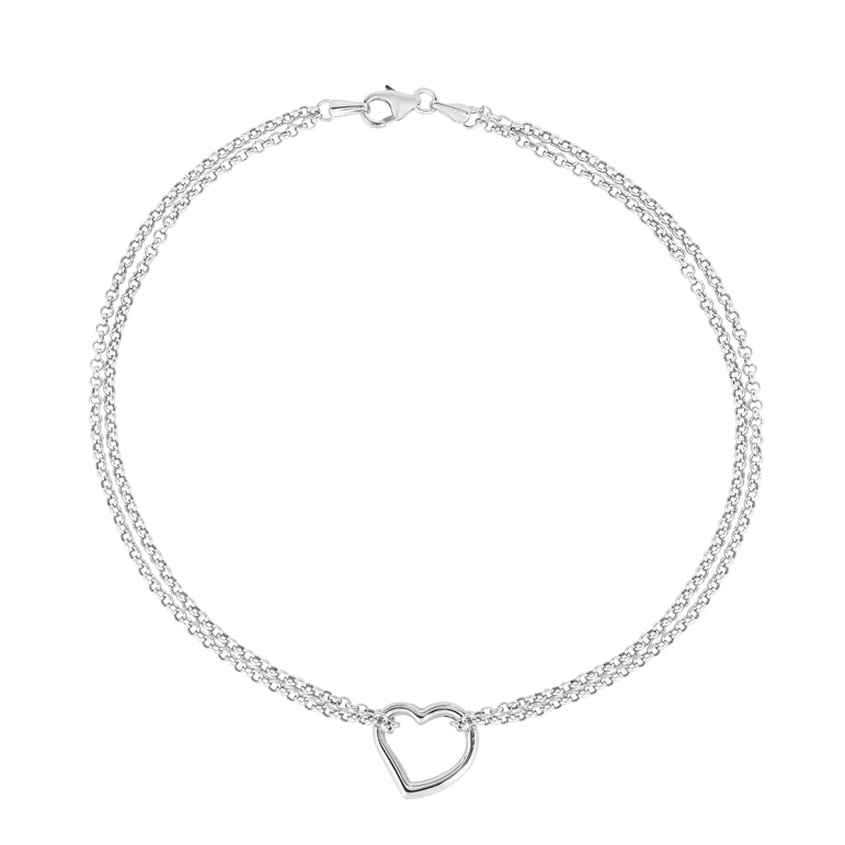 14K Gold Open Heart Anklet-Yellow | Lobster