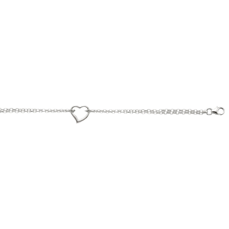 14K Gold Open Heart Anklet-White | Lobster
